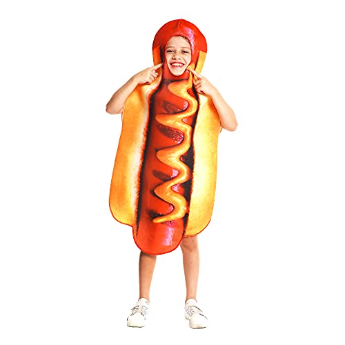 DSplay Hot Dog Costume For Kids Cosplay Boy Food Hotdog (fit 4-8 years old) - Image 4