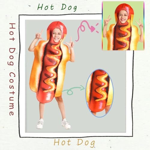 DSplay Hot Dog Costume For Kids Cosplay Boy Food Hotdog (fit 4-8 years old) - Image 2