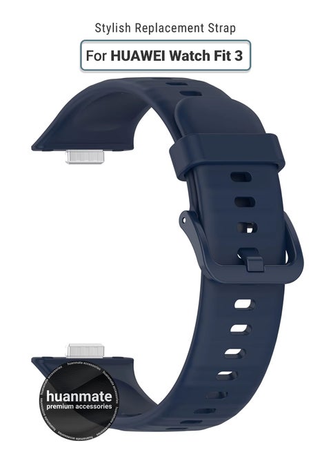 Huawei Watch Fit 3 Soft Silicone Replacement Strap - High Quality, Lightweight, Stylish & Durable - Easy Installation - Replacement Strap for Huawei Watch Fit 3