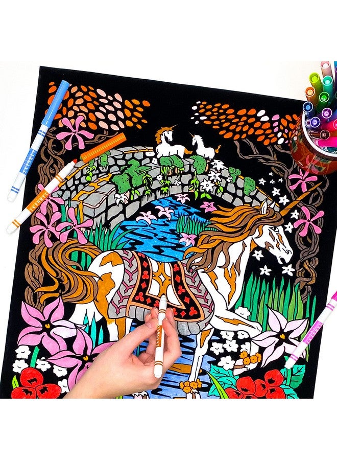 Stuff2Color Unicorn Bridge - Beatiful Fuzzy Velvet Coloring Poster for Kids, Toddlers, and Adults (Arrives Uncolored) - Excellent Arts Crafts Activity, Creative Gift, Sharing Project & More - Image 2