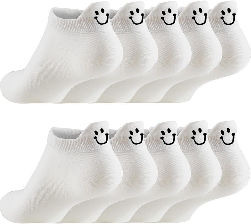 IBEILLI Women Cute Socks 10 Pairs Cotton Kawaii Embroidered Funny Low Cut Ankle Socks for Women Girls - Image 1