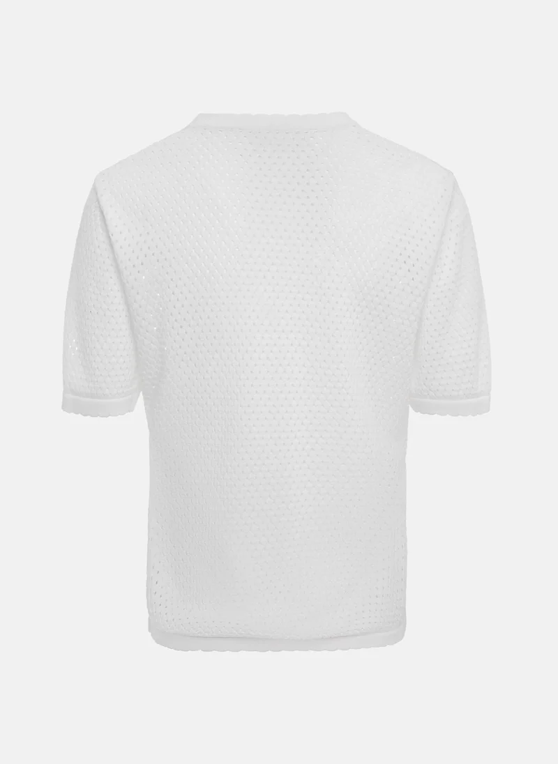 Lichi Knitted jersey top with short sleeves