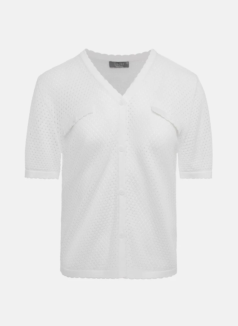 Lichi Knitted jersey top with short sleeves