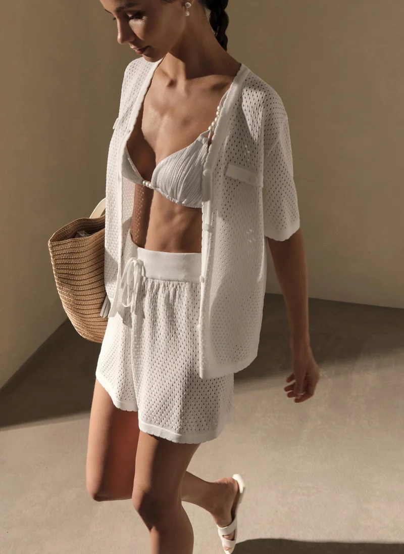 Lichi Knitted jersey top with short sleeves