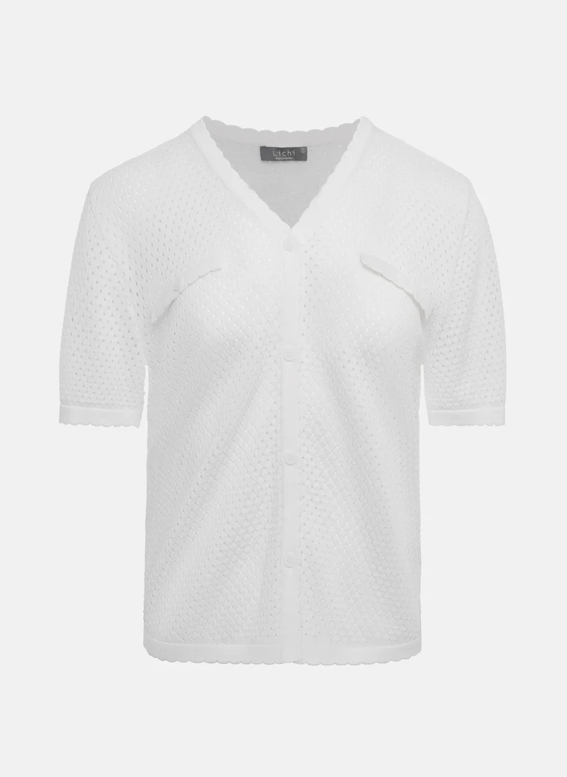 Lichi Knitted jersey top with short sleeves