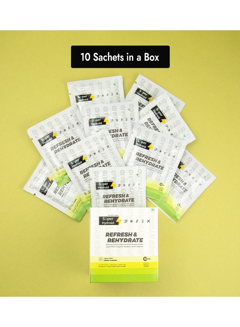 Super Hydraid Electrolyte Drink Mix | Lemon | Pack of 10 Sachets - Image 2