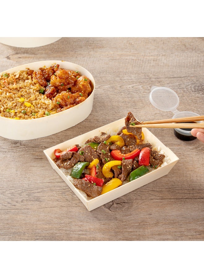 Restaurantware Taipei 20 Ounce Food Containers, 100 Rectangle Wooden Bento Boxes - Lids Sold Separately, Grease Impermeable, Poplar To Go Boxes, Disposable, Serve Noodles, Dumplings, And More - Image 5