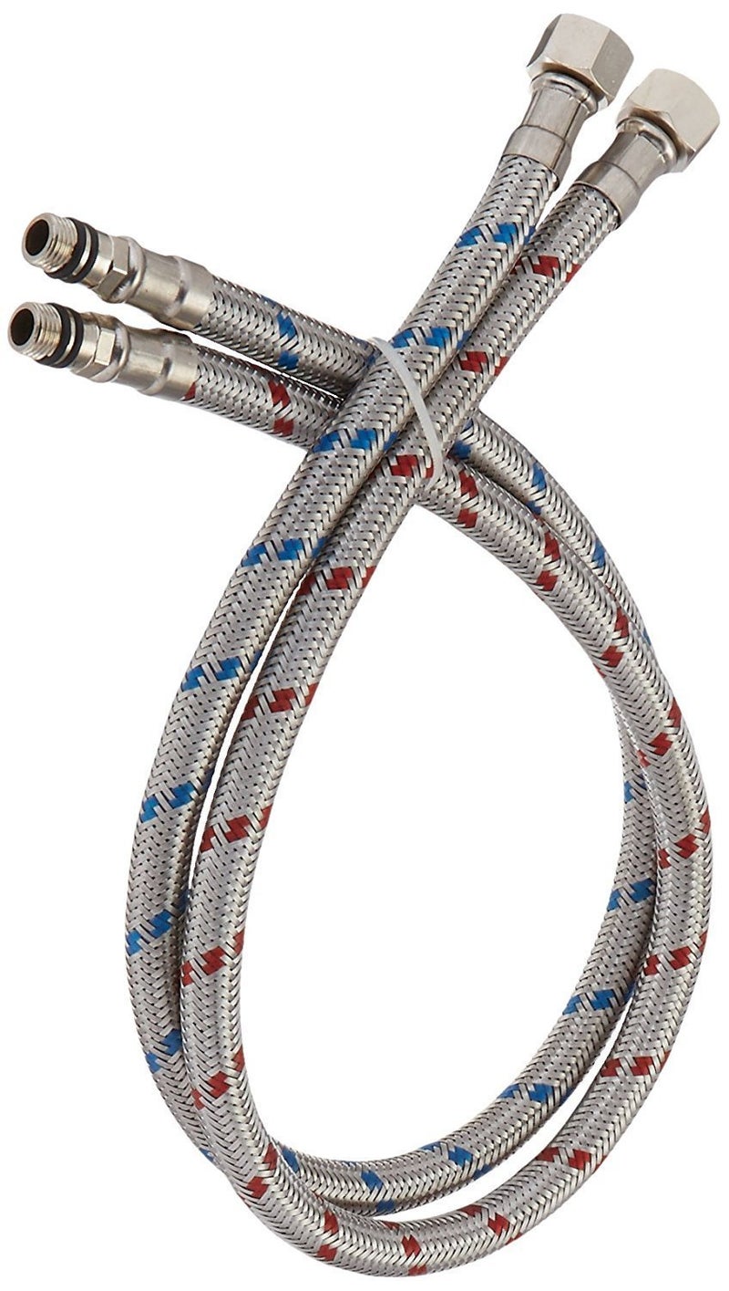 BATHLAVISH 24-Inch Long Bathroom Kitchen Faucet Connector Braided Stainless Steel Supply Hose 3/8-Inch Female Compression Thread x M10 Male Connector, x 2 Pcs (1 Pair) - Image 1