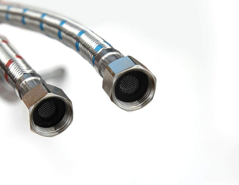 BATHLAVISH 24-Inch Long Bathroom Kitchen Faucet Connector Braided Stainless Steel Supply Hose 3/8-Inch Female Compression Thread x M10 Male Connector, x 2 Pcs (1 Pair) - Image 5