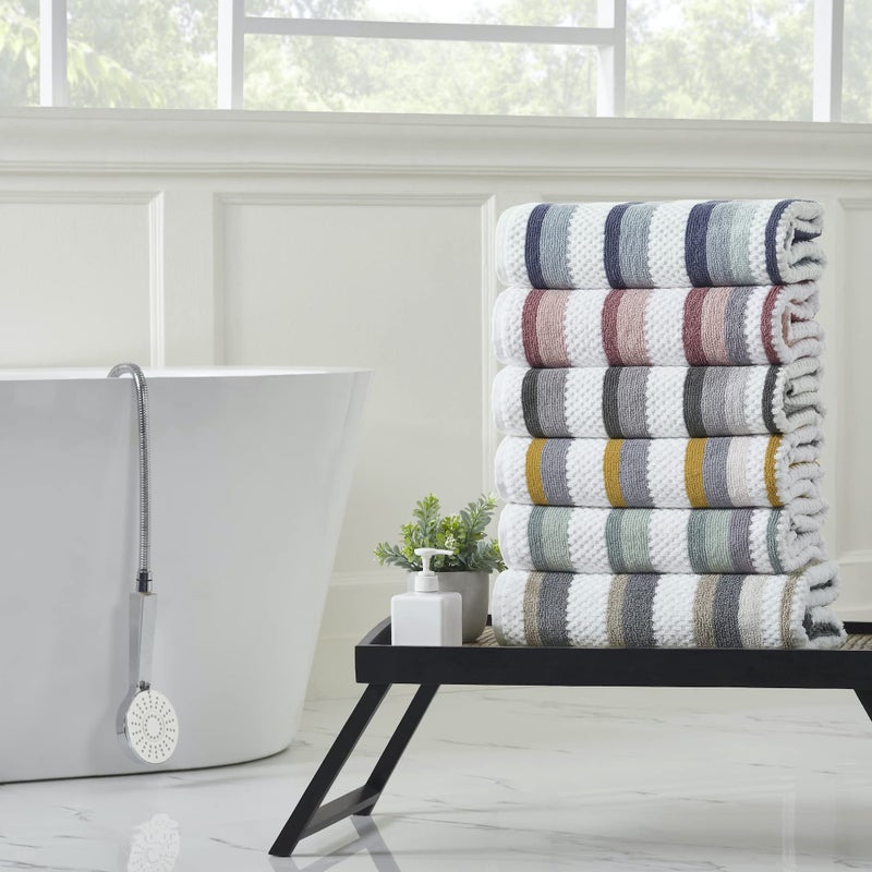 Modern Threads Pax 6-Piece Reversible Yarn Dyed Jacquard Towel Set - Bath Towels, Hand Towels, & Washcloths - Super Absorbent & Quick Dry - 100% Combed Cotton, Ivy - Image 4