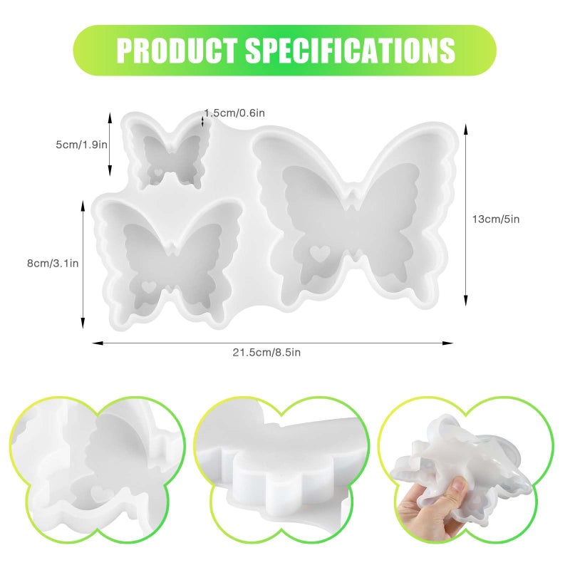 BDYLYS Butterfly Resin Molds, Butterfly Candle Molds Silicone, Flexible Effortless Demoldable Epoxy Molds for Resin Casting, Soap, Candle, Flowers Preservation, Spring Decor & Easter Gifts - Image 2