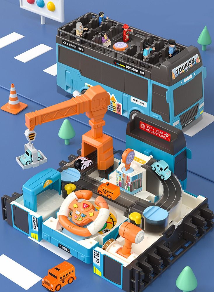 عربست ألعاب سباق السيارات والمغامرات، مركبة لعب مع الصوت والضوء، لعبة مغامرات إنقاذ السيارة، ألعاب حافلة متحولة، أفضل الهدايا للأطفال من سن 3 إلى 8 سنوات من الأولاد والبنات - Image 1