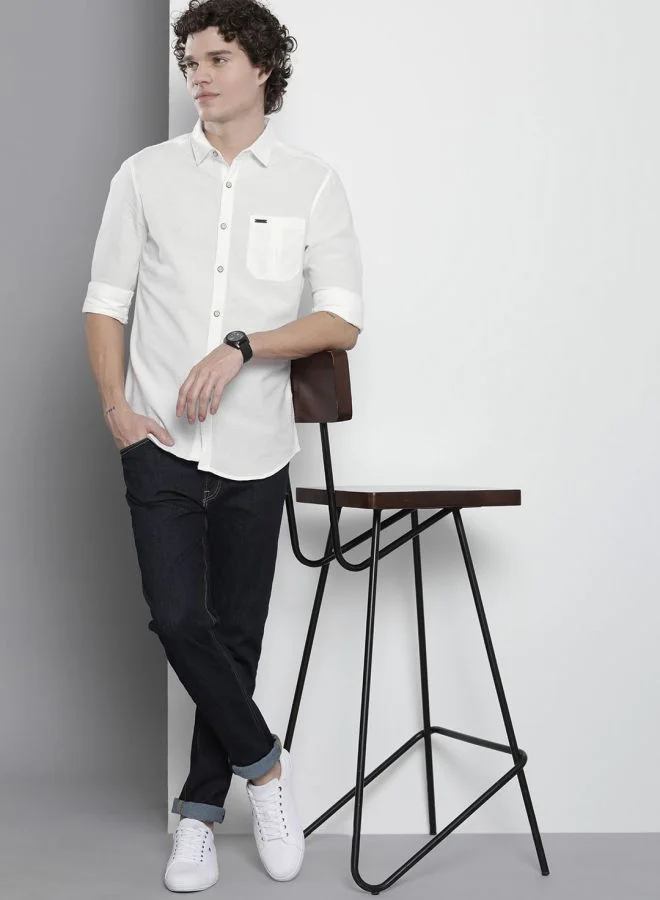 شركة المرآب الهندية Men Regular Fit Solid Full Sleeves Cutaway Collar Casual Shirt