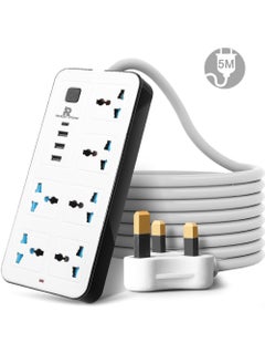 Rock Pow 5 meters Universal Extension Cord with 6 Power Socket and 3 USB + 1 PD Slots 6 Way Power Strip with USB type C PD Charging slot Extension Lead 5 meter(6S+3U+1PD 5M)  - Image 1