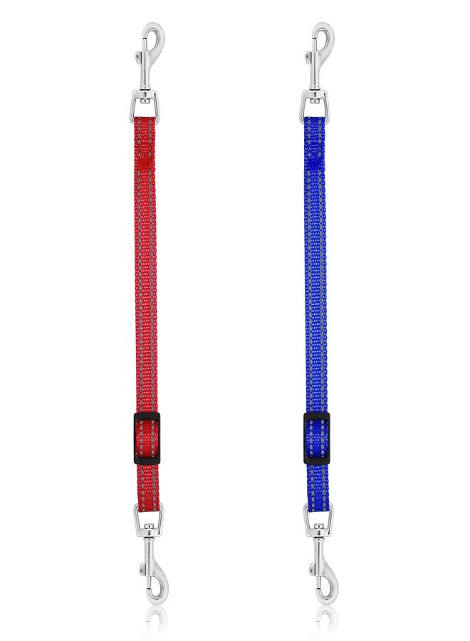 Cobee Reflective Nylon Puppy Collar, Backup Collar, Adjustable Dog Harness Connector, Double Ended Clasp Clip (Red, Blue) - 2 Pcs - Image 1