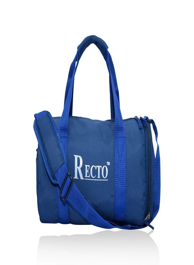 RECTO Polyester 14 inches Soft Duffle Gym Bag with Shoes Compartment (Navy Blue) - Image 1