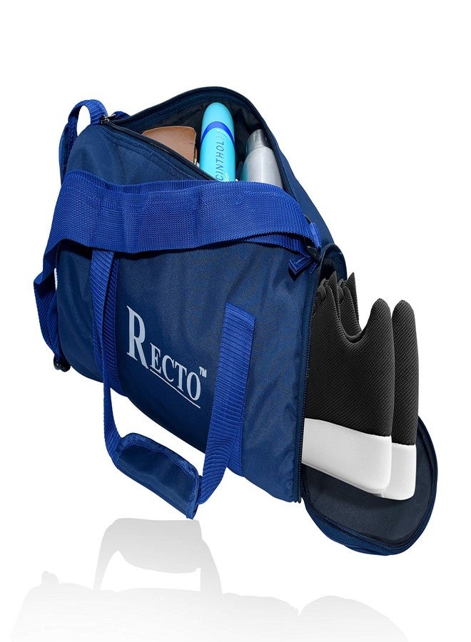 RECTO Polyester 14 inches Soft Duffle Gym Bag with Shoes Compartment (Navy Blue) - Image 2