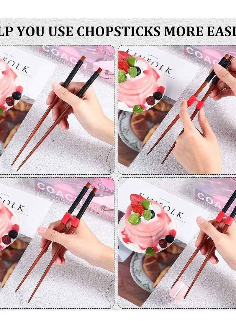 Chopstick Helpers 10 Pieces Reusable Training Chopsticks BPA Free POM Fon-Toxic Non-Slippery for Many Age, Beginner, Trainers or Learner, Left Right Hand Red - Image 3