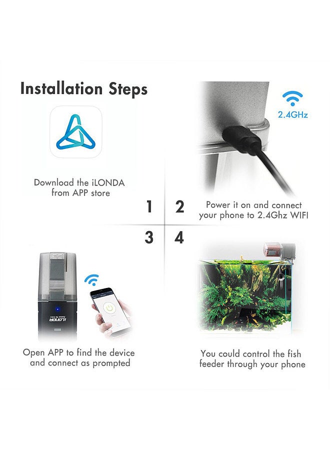 Automatic Fish Feeder Aquarium Tank Feeding Timer Fish Food Dispenser Adjustable Outlet App Control Voice Control Compatible with Alexa