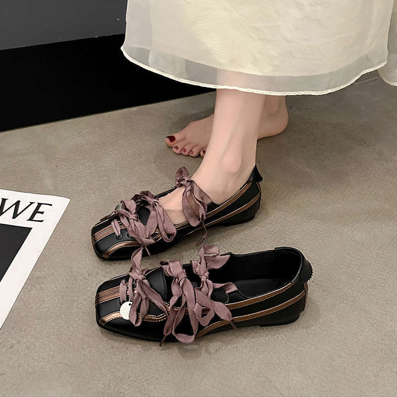 French Niche Ballet Style Bowling Shoes Bow Tie Mary Jane Shoes Flats Sports Shoes - Image 2