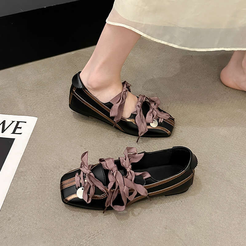 French Niche Ballet Style Bowling Shoes Bow Tie Mary Jane Shoes Flats Sports Shoes - Image 4