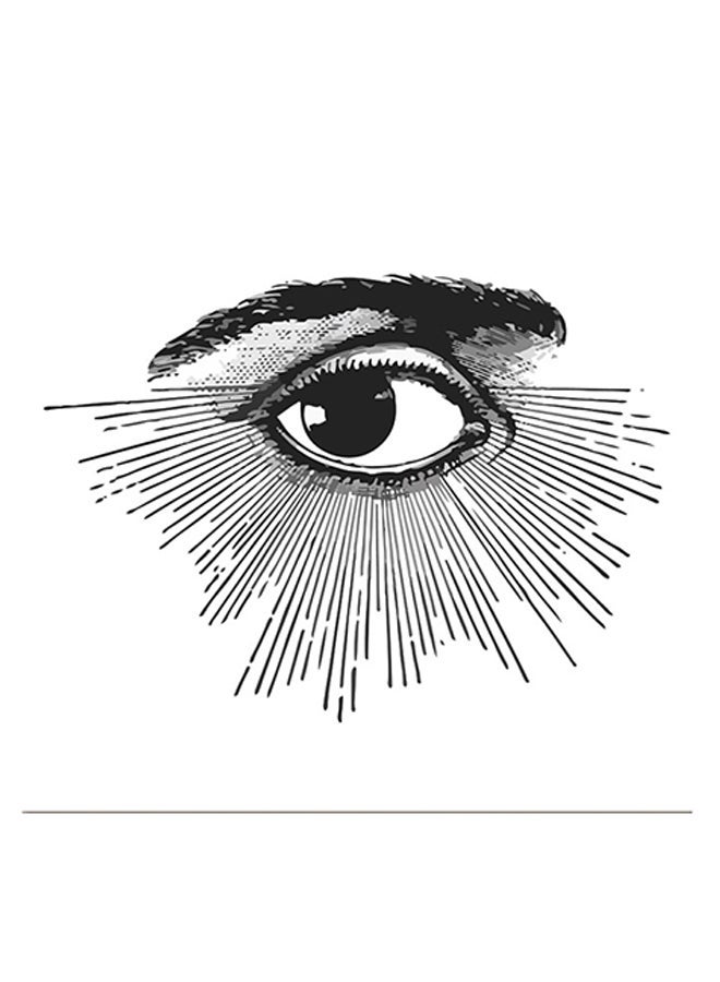 RYN The Eye Themed Wall Art White/Black 30x30cm - Image 1