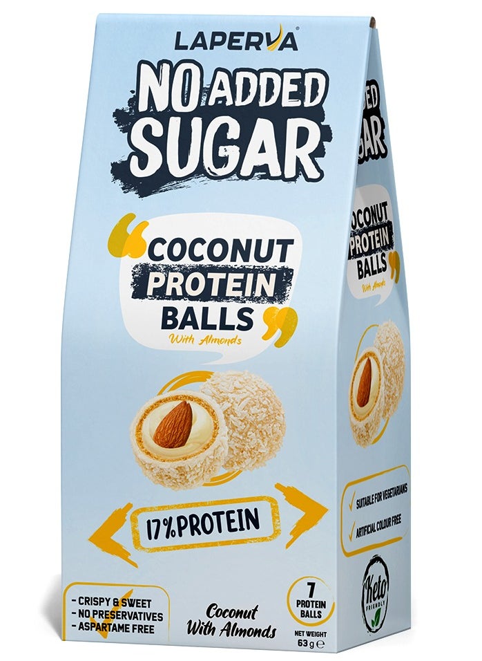 Laperva Coconut Protein Balls With Almonds, 63 gm No Added Sugar With 17% Protein 