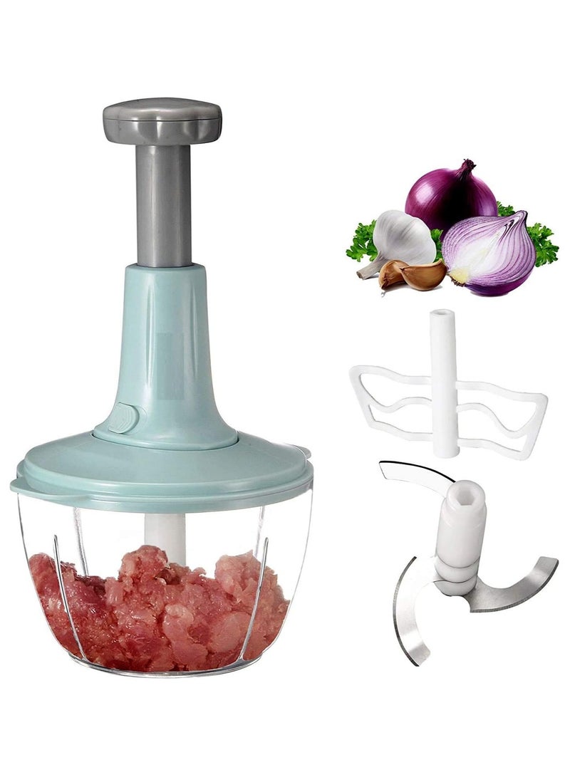 2L Manual Handheld Mini Food Chopper With Stainless Steel Blade for Vegetables, Onions  - Image 1