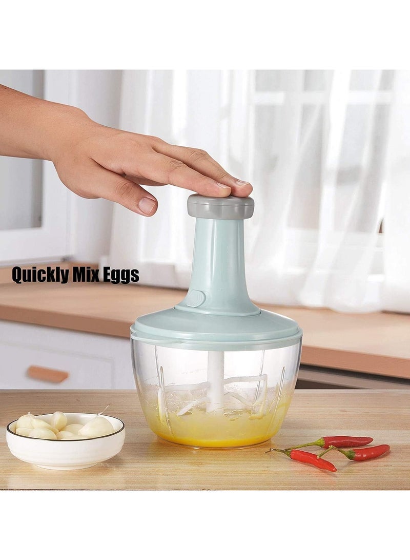2L Manual Handheld Mini Food Chopper With Stainless Steel Blade for Vegetables, Onions  - Image 2