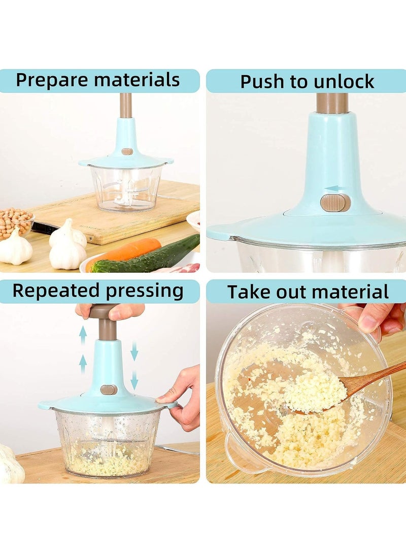 2L Manual Handheld Mini Food Chopper With Stainless Steel Blade for Vegetables, Onions  - Image 4