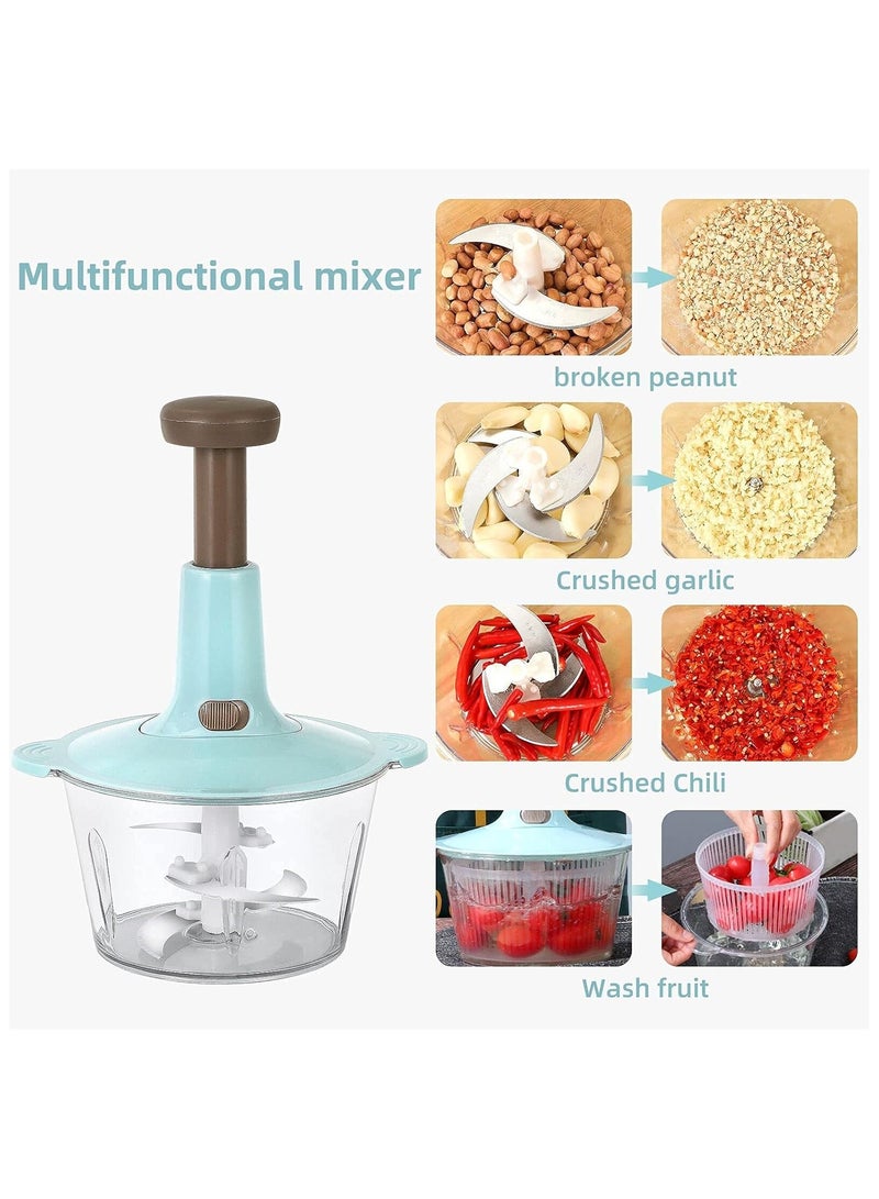 2L Manual Handheld Mini Food Chopper With Stainless Steel Blade for Vegetables, Onions  - Image 5
