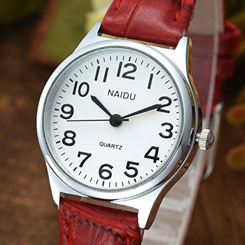 Top Plaza Womens Leather Watch,Fashion Casual Dress Watches,Roman Numerals Waterproof Quartz Ladies Black Wrist Watch (Red - Arabic Numerals) - Image 5
