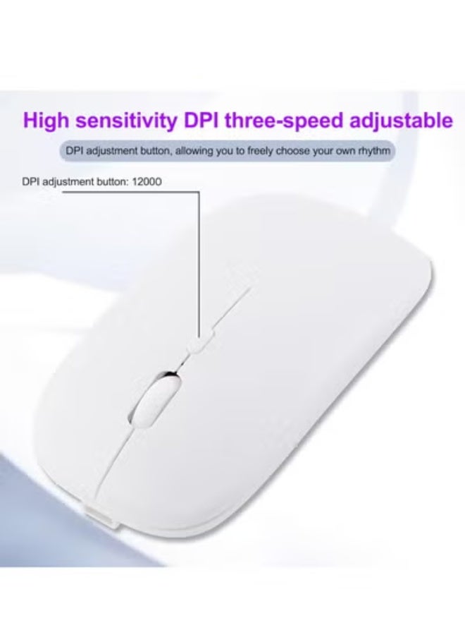 GULFLINK Wireless 2.4G Mouse Ultra-thin Silent Mouse Portable and Sleek Mice Rechargeable Mouse 500 MAH White - Image 3