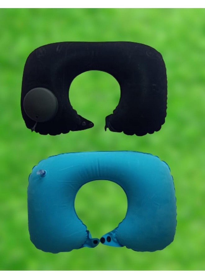 AREO Fabric, TPU Automatic Air Inflatable U-Shape Travel Pillow, Headrest Support for Office Train Car Airplane (Neck Pillow 1 PC Any Colour Randomly Sent R0120), White - Image 3