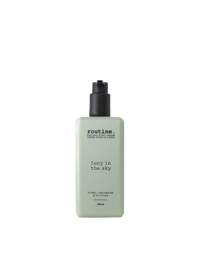 routine Routine  Lucy in the Sky 350ml Natural Body Cream Lavender Patchouli  Vanilla Botanicals  No Synthetic Fragrance  Vegan  Clinically Tested  Hands  Body  Signature Scent 