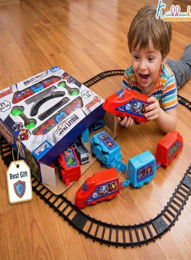 Kriiddaank Marvel Avengers Big (21pcs) Train Set - Infinity War, Design Durable Superhero's, Best Gift for Kids | Educational Train Set | Easy-to-Assemble Tracks & Sound Effects - Image 2