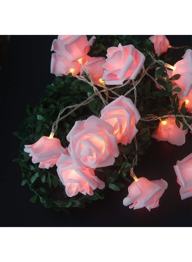 NIBEMINENT Battery Operated LED Rose Flower String Lights Pink - Image 1
