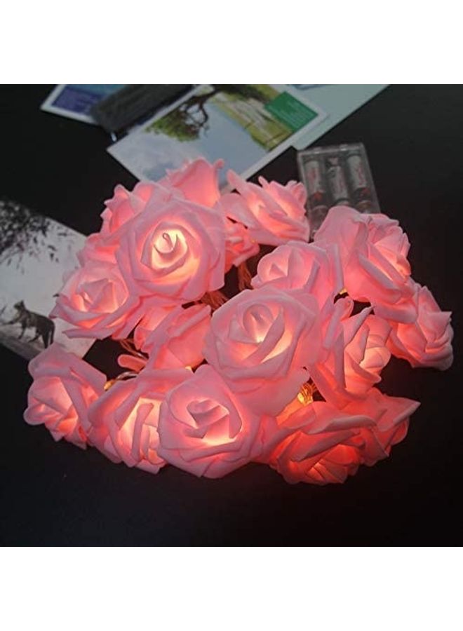 NIBEMINENT Battery Operated LED Rose Flower String Lights Pink - Image 5