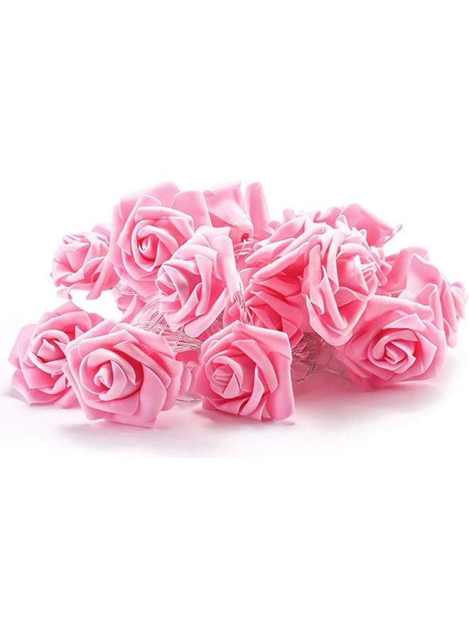 NIBEMINENT Battery Operated LED Rose Flower String Lights Pink - Image 2