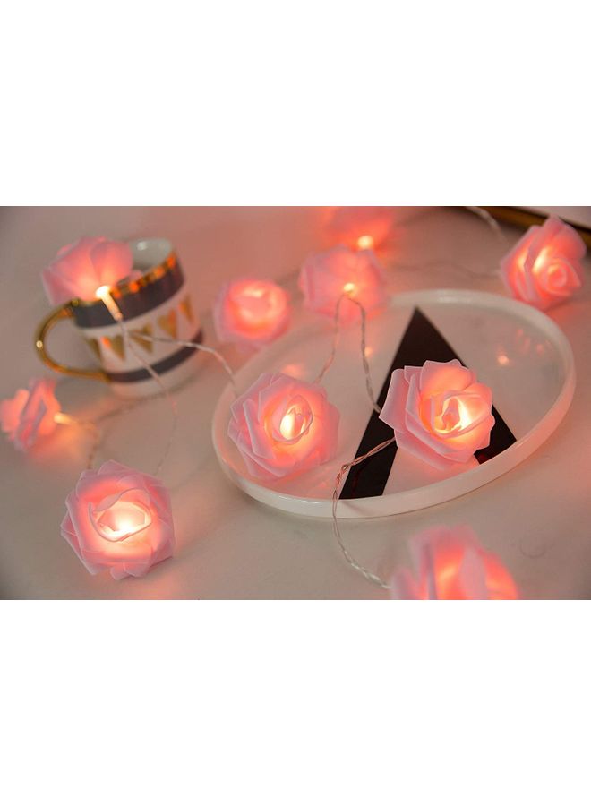 NIBEMINENT Battery Operated LED Rose Flower String Lights Pink - Image 4