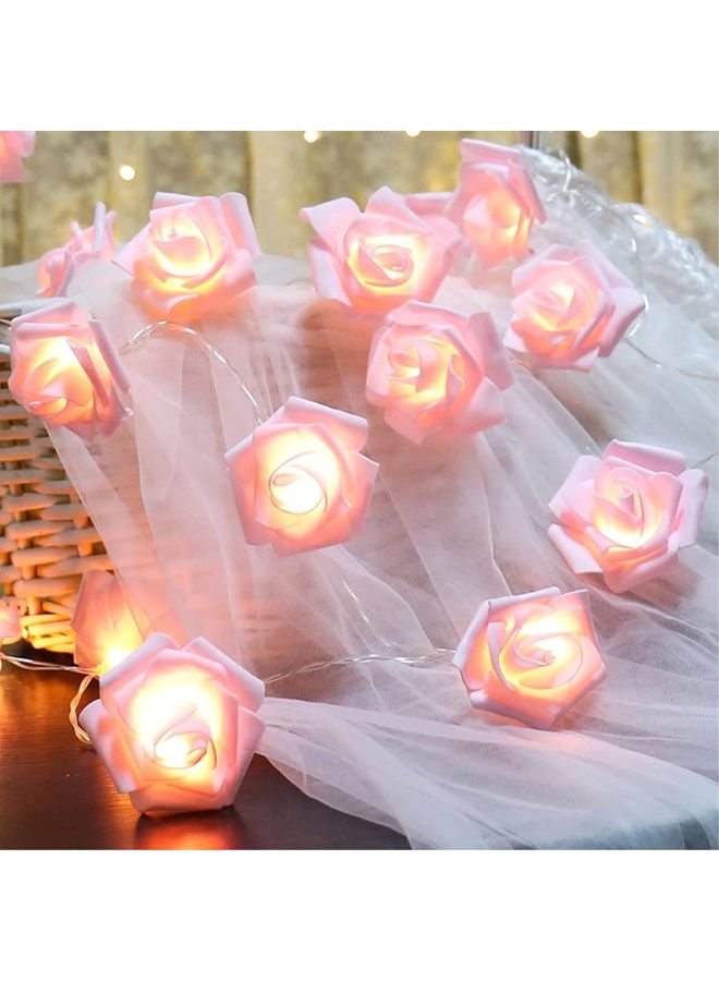 NIBEMINENT Battery Operated LED Rose Flower String Lights Pink - Image 3