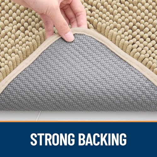 Mockery Chenille Door Mat Indoor, 15"x23", Super Soft and Water Absorbent Mat, Low-Profile Rug Doormats, Machine Washable Non Slip Inside Mat for Entry, Front Door, Entrance, Patio, Beige - Image 3