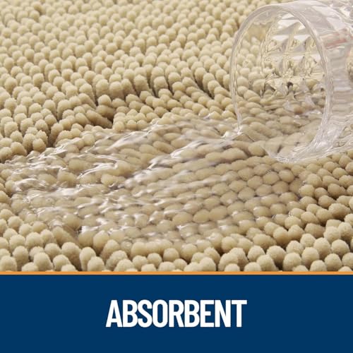 Mockery Chenille Door Mat Indoor, 15"x23", Super Soft and Water Absorbent Mat, Low-Profile Rug Doormats, Machine Washable Non Slip Inside Mat for Entry, Front Door, Entrance, Patio, Beige - Image 4