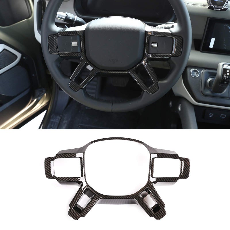CHEYA for Land Rover Defender 110 2020 Accessories ABS Interior Steering Wheel Decoration Cover Trim Car Accessories Carbon Fiber Style