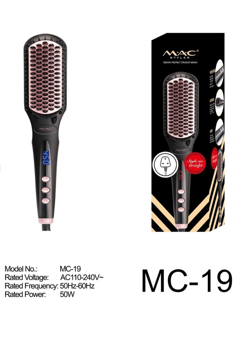 MAC Styler Home Salon 450F Electric Straightening Comb Ceramic Straightening Brush MC-19 - Image 1