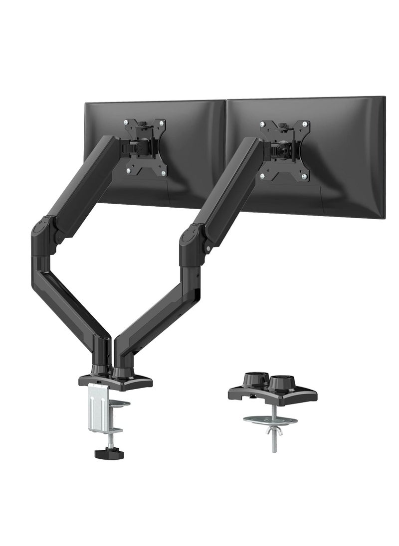ELTRAZONE Dual Monitor Mount Stand, Adjustable Monitor Stand, Articulating Gas Spring Monitor Arm, Monitor Desk Mount with Clamp and Grommet Base - Fits 13 to 32 Inch Computer Monitors - Image 1