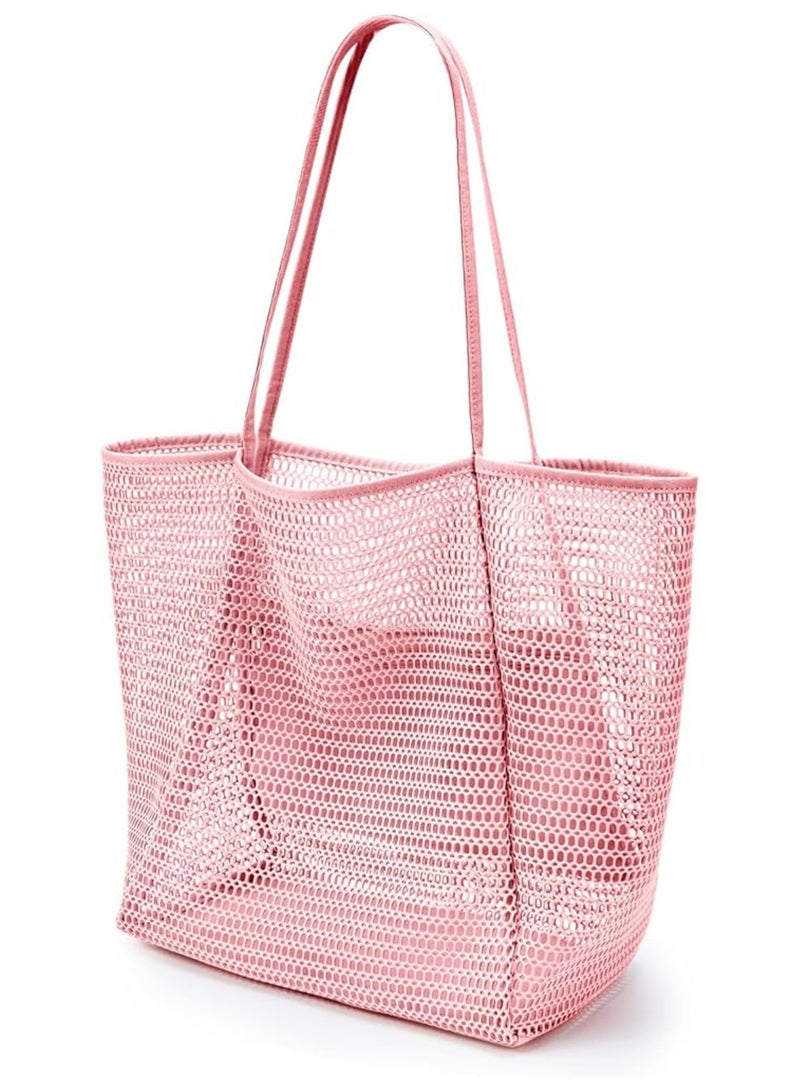 Generic Beach Tote Bag for Women – Large 23L Foldable Nylon Mesh Shoulder Bag with Zipper, Multi-Pocket, Sandproof & Waterproof – Ideal for Travel, Picnic & Vacation - Image 1