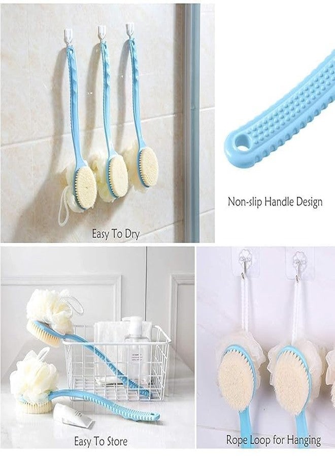 SUNISA 2 in 1 Body Brush - Back Body Loofah Brush Curved Long Handled with Bristles Back Scrubber for Improve Skin Exfoliating Bath, Massage, Wet or Dry Brushing Back Scrubber for Shower - Image 3
