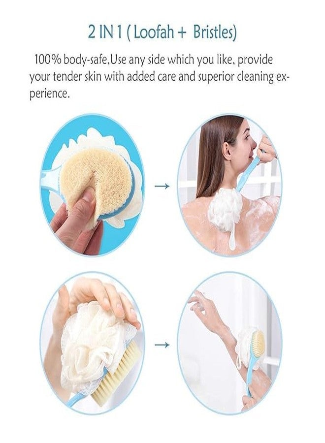 SUNISA 2 in 1 Body Brush - Back Body Loofah Brush Curved Long Handled with Bristles Back Scrubber for Improve Skin Exfoliating Bath, Massage, Wet or Dry Brushing Back Scrubber for Shower - Image 4