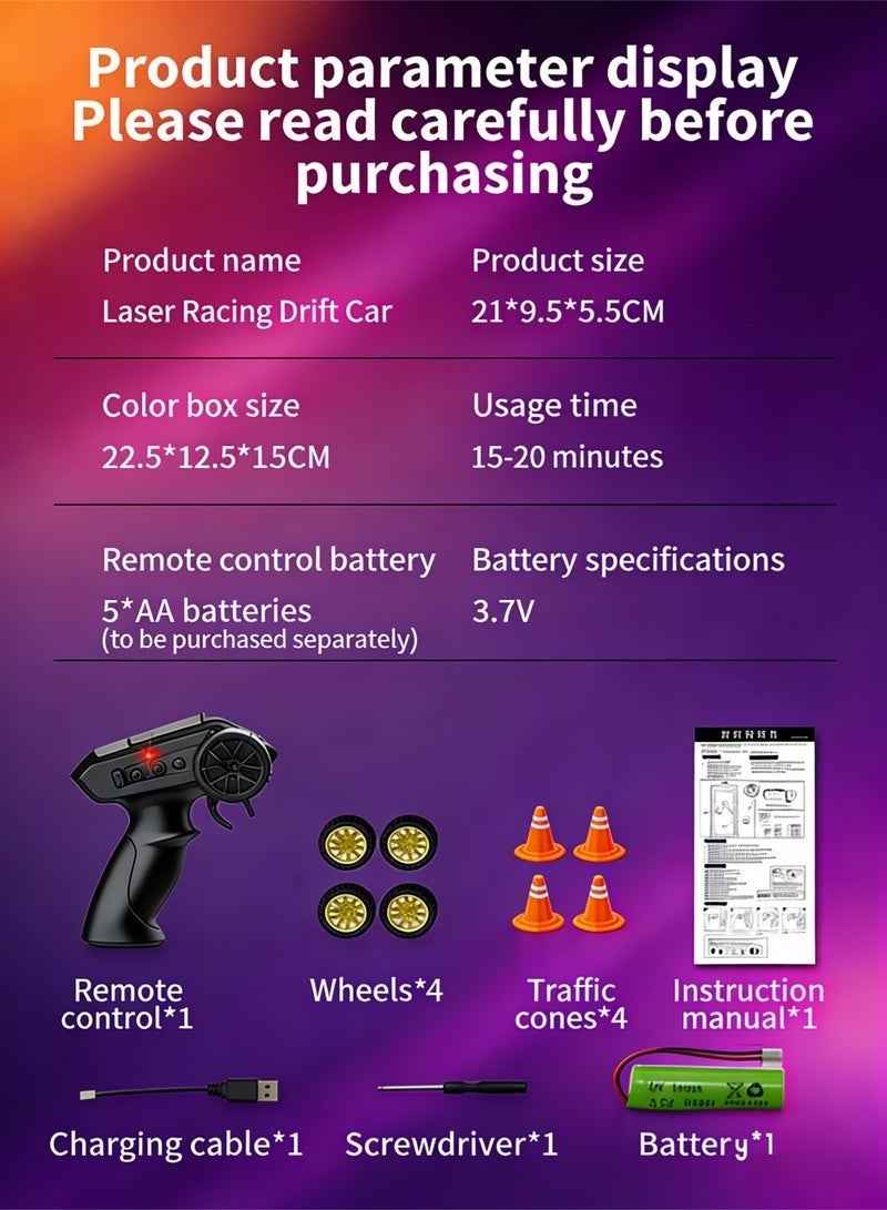JJRC 1/24 Scale RC Drift Car, 2.4G 4WD Remote Control Car & LED Lights, Mini roadblocks and replacement tires are included.perfect RC Vehicle gift for Adult and 6-15 years old kids - Image 4